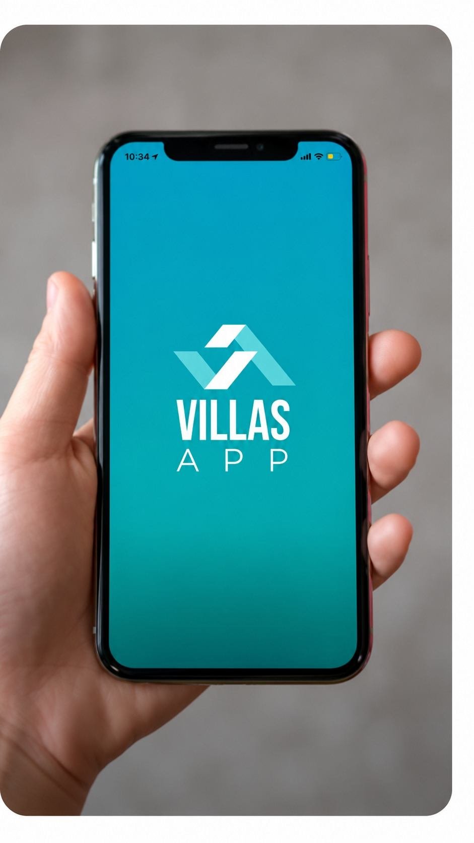 Smartphone exibindo o aplicativo Villas APP